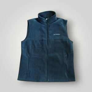 Columbia Navy Fleece Vest Mens Size Large Full Zip Outdoors Sleeveless Pockets